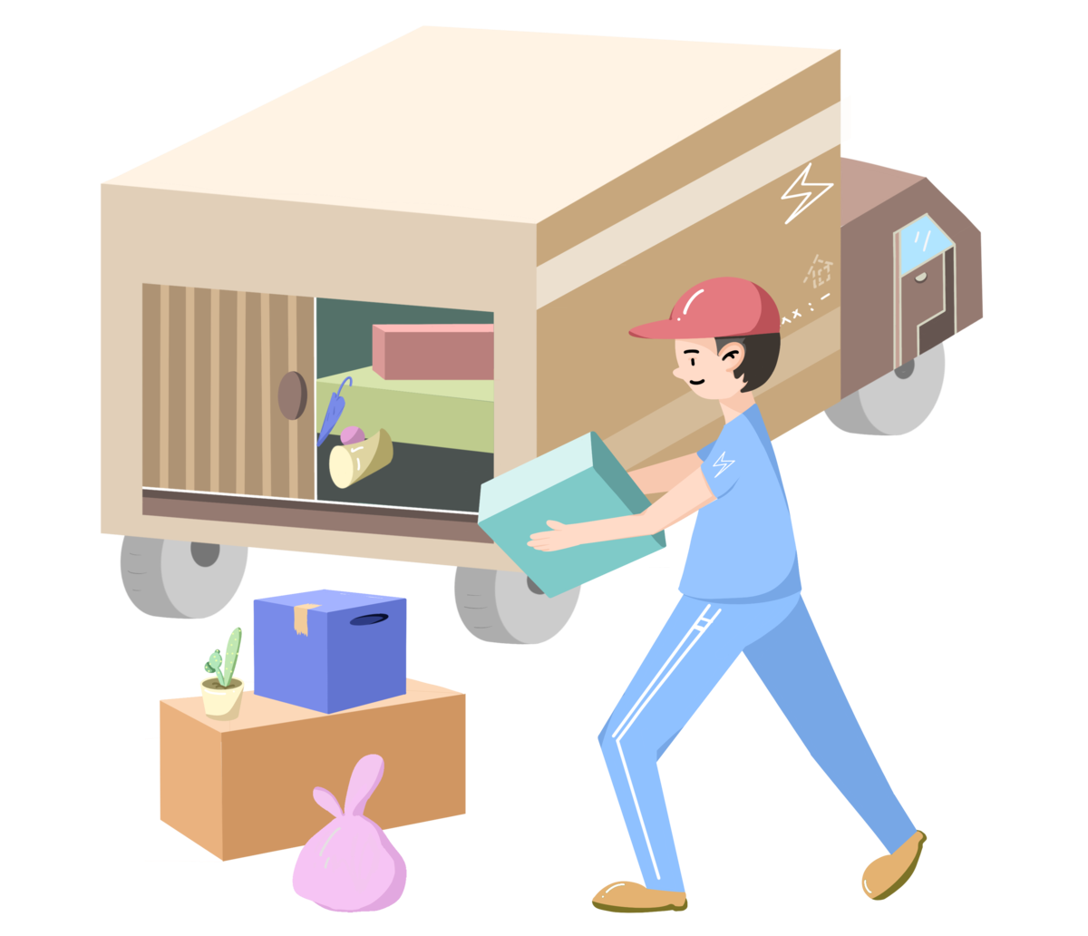 —Pngtree—flat porter man truck moving_8913250